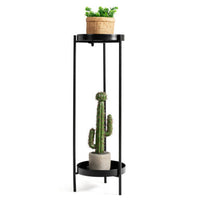 2-Tier Metal Flower Pots Rack and plant stand- black