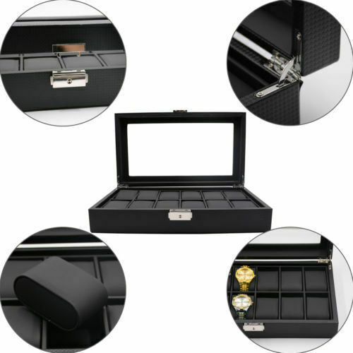 12 Grids Fiber Watch Box Storage Case