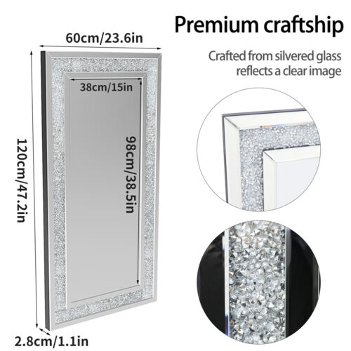 120CM Rectangular Crushed Diamond Crystal Mirror