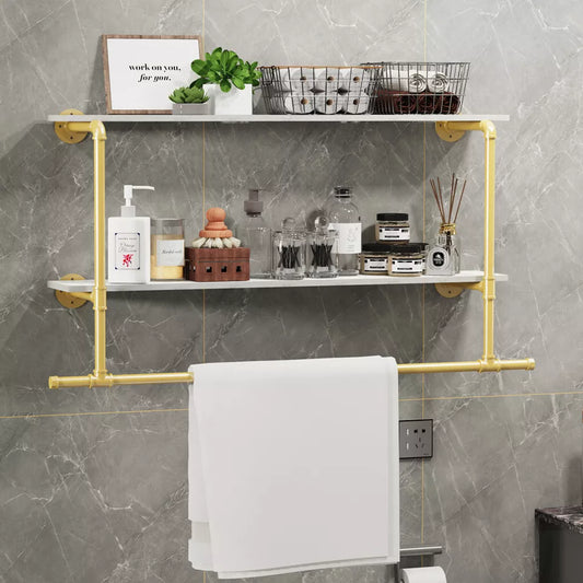 Industrial Pipe Clothing Rack with 2-Tier Shelves