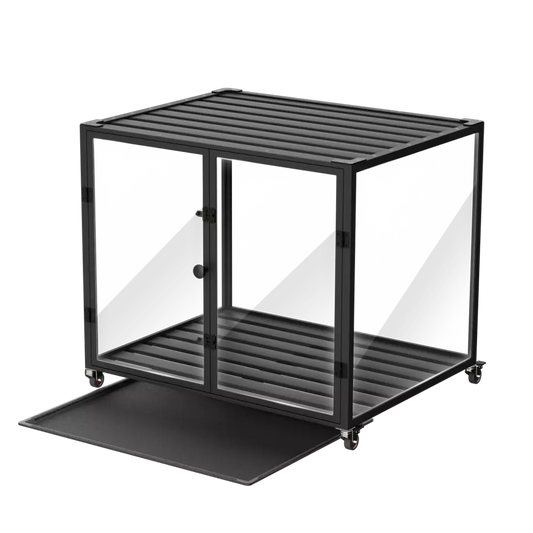 Rolling Dog Cage with Storage & Aluminum Frame