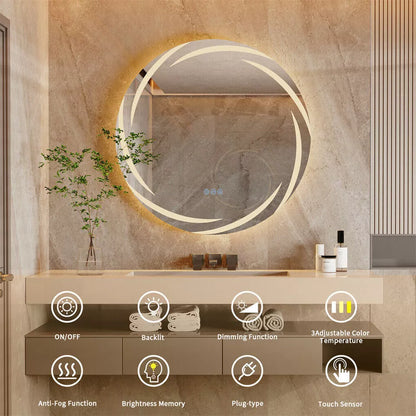 Round LED Anti-Fog Backlit Bathroom Mirror