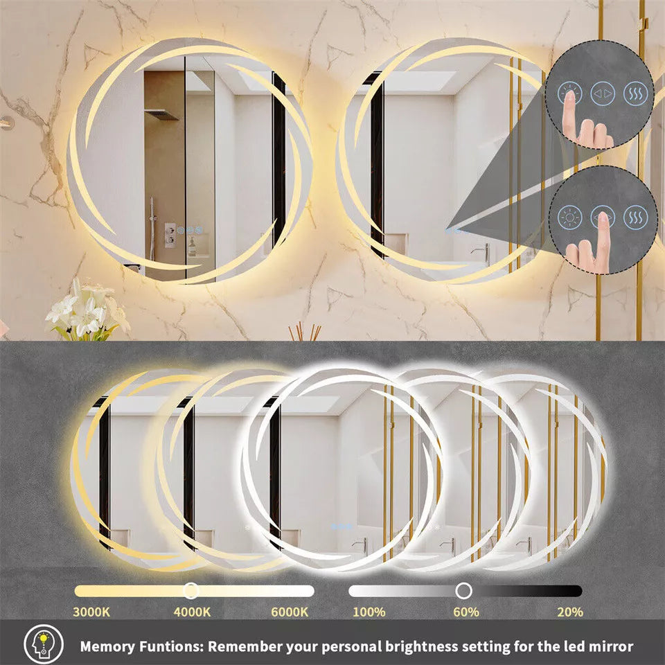 Round LED Anti-Fog Backlit Bathroom Mirror