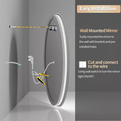 Round LED Anti-Fog Backlit Bathroom Mirror