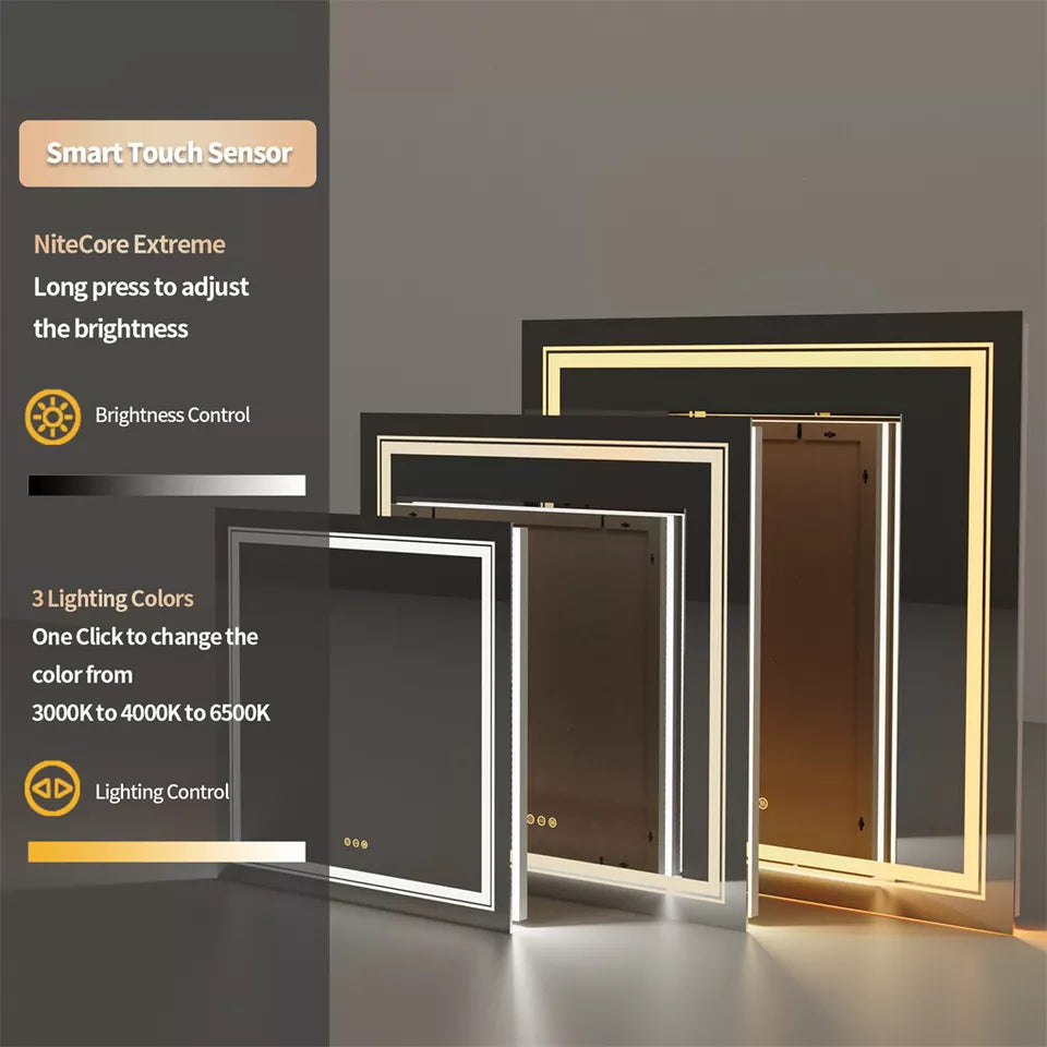 Dual LED Anti-Fog Square Bathroom Mirror