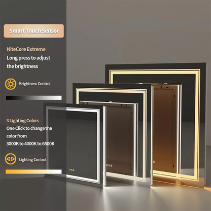 Dual LED Anti-Fog Square Bathroom Mirror