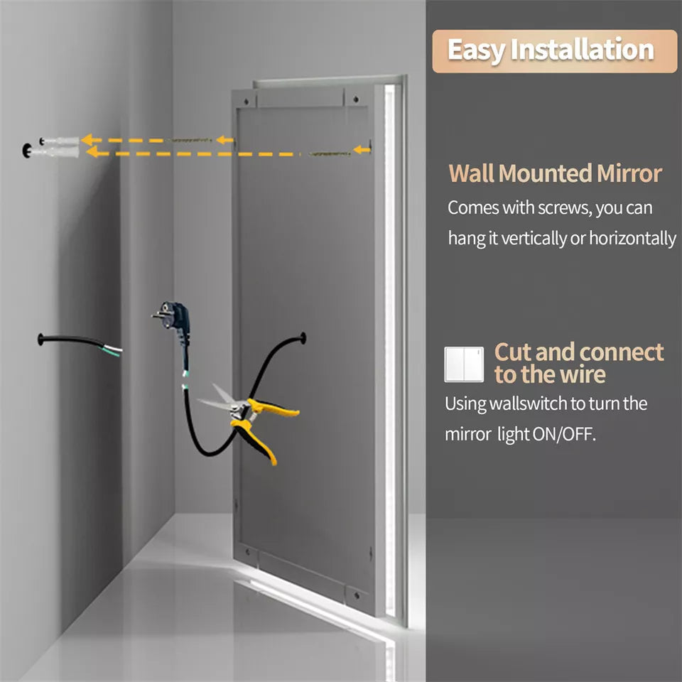 Dual LED Anti-Fog Square Bathroom Mirror