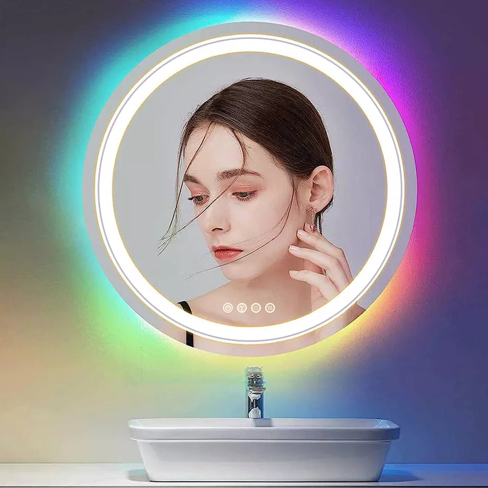 Round LED RGB Anti-Fog Bathroom Mirror