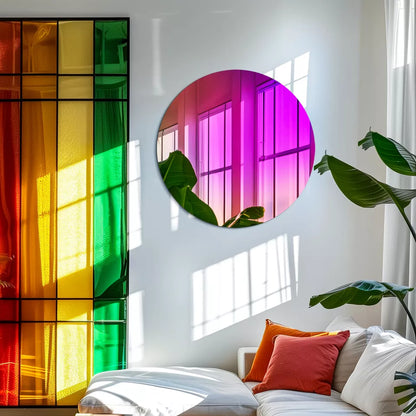 Round RGB Rainbow Mirror for Bedroom & Bathroom