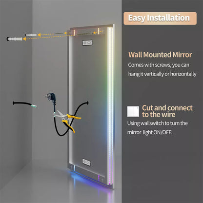 Smart RGB LED Bathroom Mirror with Music & Anti-Fog