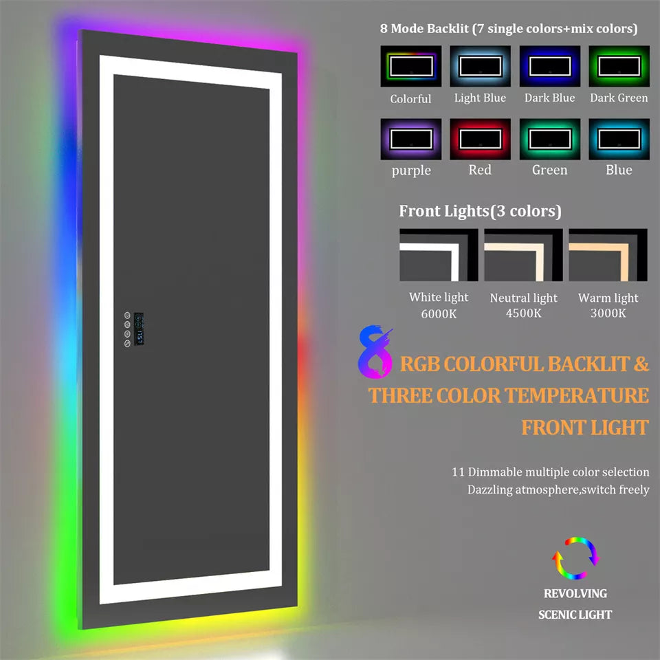 Smart RGB LED Bathroom Mirror with Music & Anti-Fog