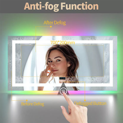 Smart RGB LED Bathroom Mirror with Music & Anti-Fog