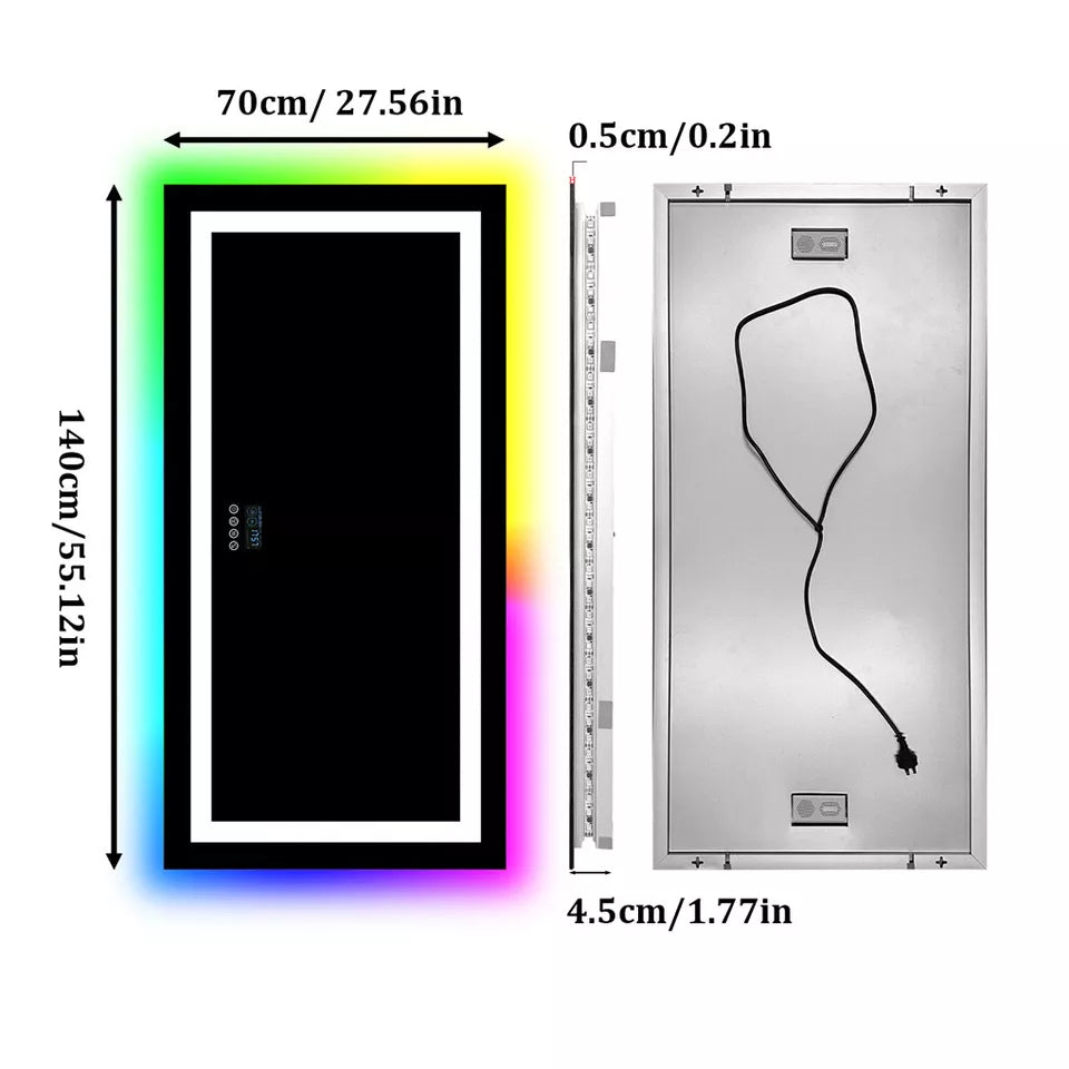 Smart RGB LED Bathroom Mirror with Music & Anti-Fog