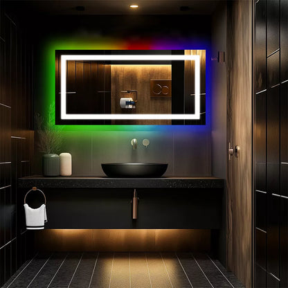 Smart RGB LED Bathroom Mirror with Music & Anti-Fog