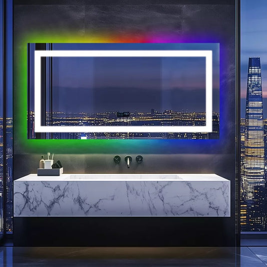 Smart RGB LED Bathroom Mirror with Music & Anti-Fog