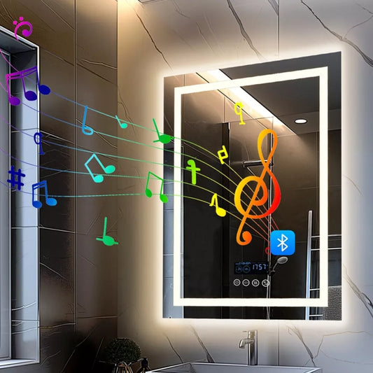 Bluetooth Speaker LED Bathroom Mirror with Dual Lights