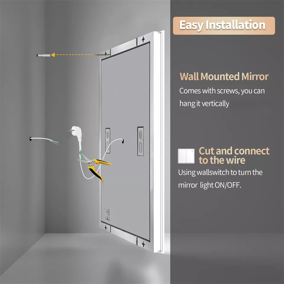 LED Bathroom Mirror with Anti-Fog, Bluetooth & Backlight