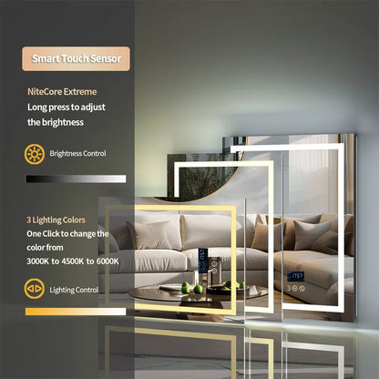 LED Bathroom Mirror with Anti-Fog, Bluetooth & Backlight