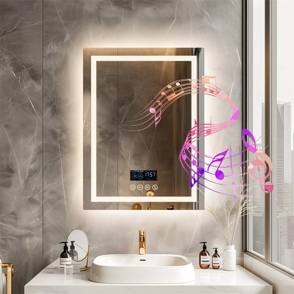 LED Bathroom Mirror with Anti-Fog, Bluetooth & Backlight