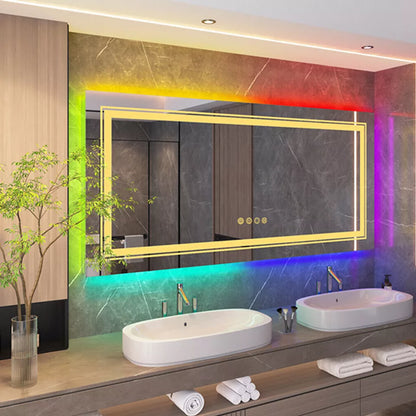 Double-Layer LED Bathroom Mirror with RGB & Anti-Fog