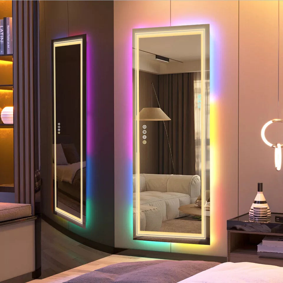 Double-Layer LED Bathroom Mirror with RGB & Anti-Fog