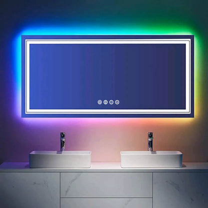 Double-Layer LED Bathroom Mirror with RGB & Anti-Fog