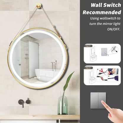 Round Dimmable LED Bathroom Mirror with Anti-Fog