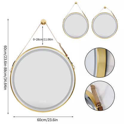 Round Dimmable LED Bathroom Mirror with Anti-Fog