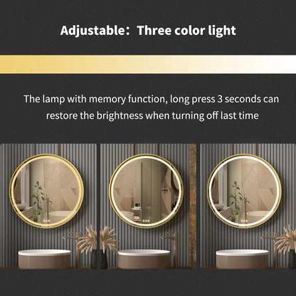 Round Dimmable LED Bathroom Mirror with Anti-Fog