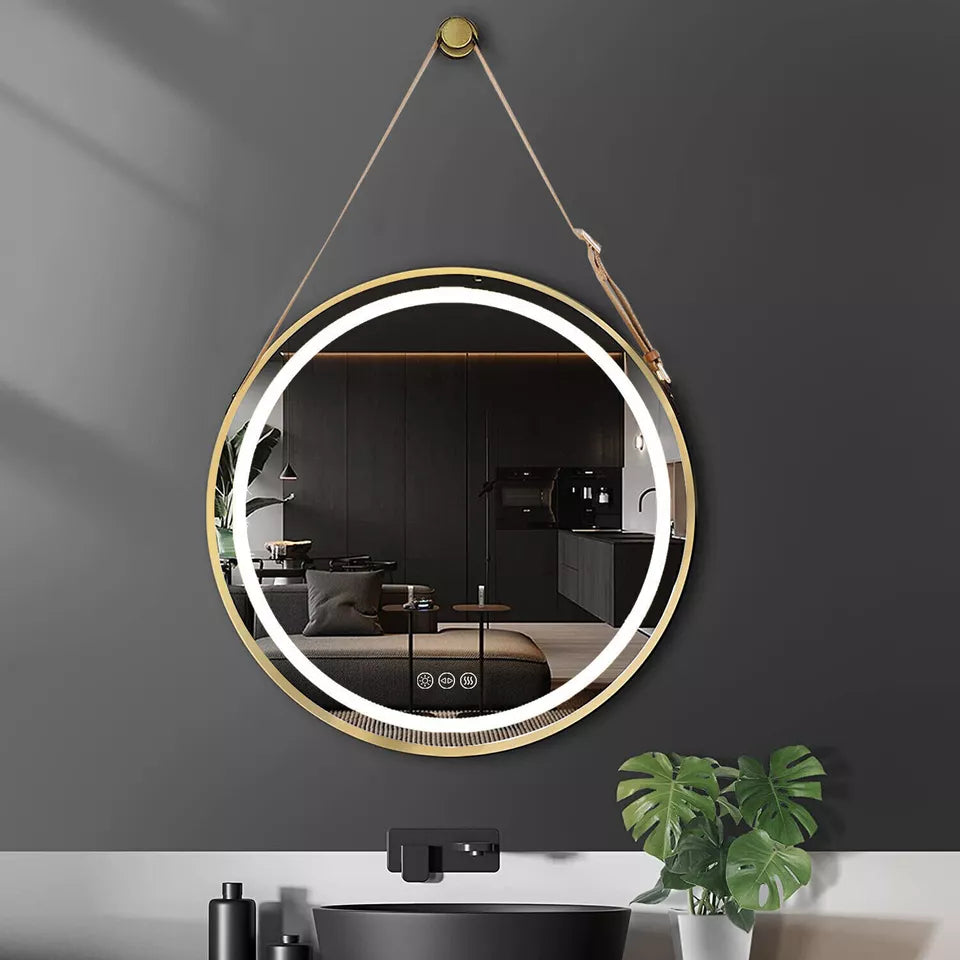 Round Dimmable LED Bathroom Mirror with Anti-Fog