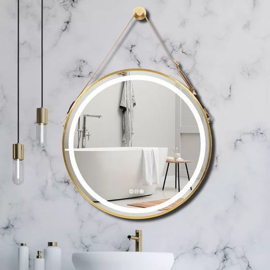 Round Dimmable LED Bathroom Mirror with Anti-Fog