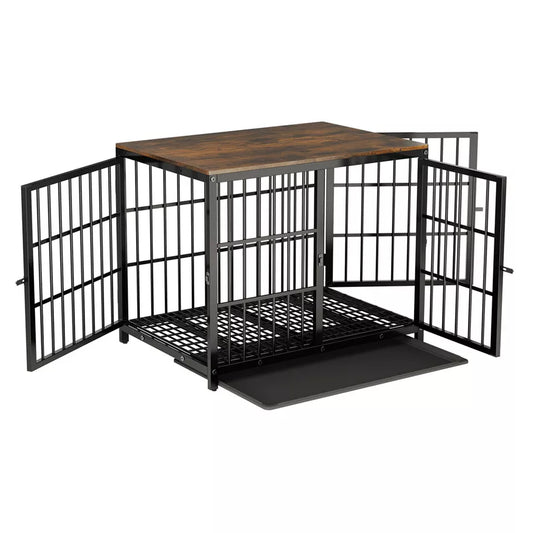 Sturdy Wooden Dog Crate with Storage Table