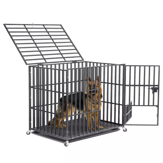 Heavy Duty Dog Cage with Lock & Bottom Tray