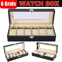 6 Grids Watch and Jewelry Box - Leather Storage Jewelry Display