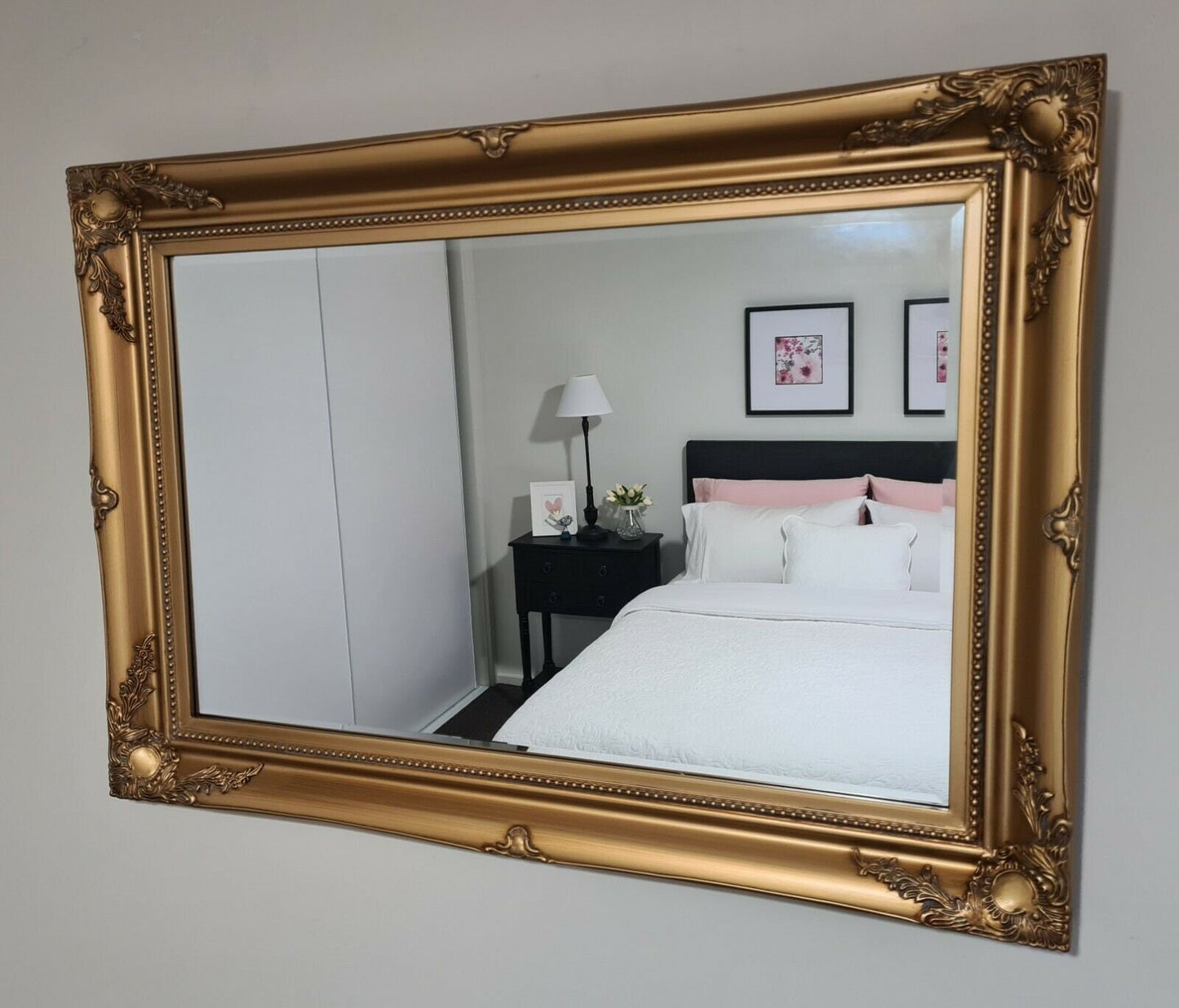 French antique wall mirror - gold/silver/black