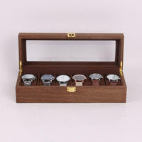 Wooden watch box high quality with 6 slots Watch display Glass case top