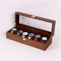 Wooden watch box high quality with 6 slots Watch display Glass case top