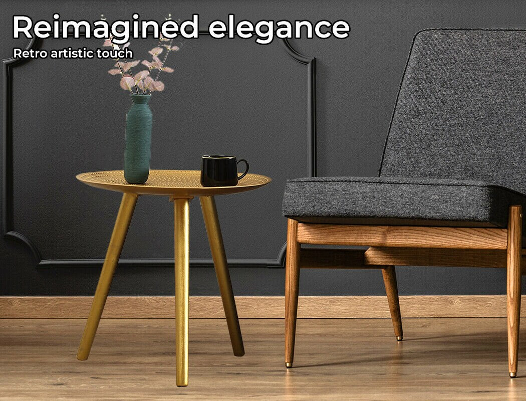 Golden Coffee Table and Side End Tables or Plant Stand