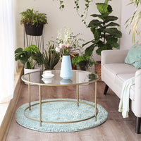 Round Glass Top Coffee Table with Metal Frame