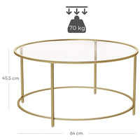 Round Glass Top Coffee Table with Metal Frame