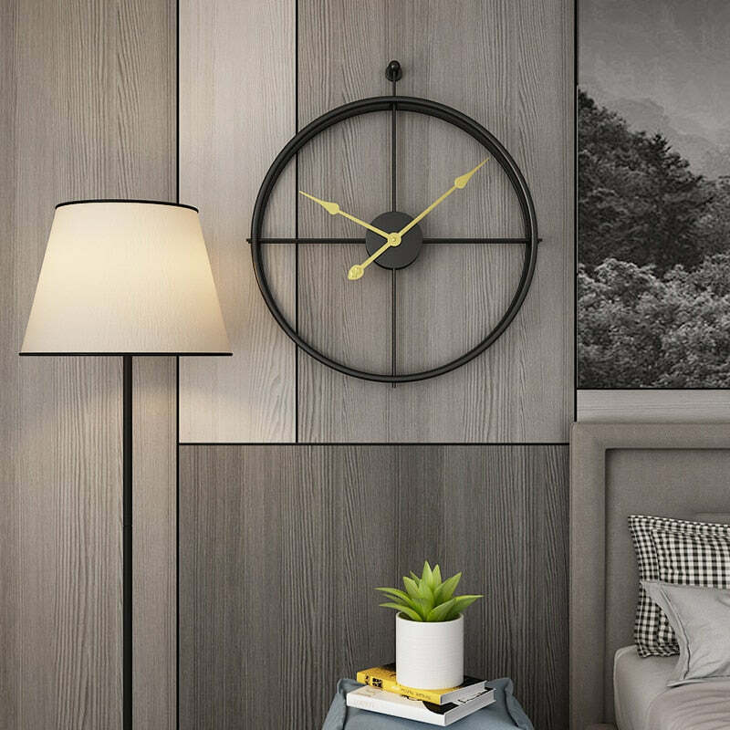 Large metal wall clock art decor Black