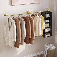 Heavy Duty Clothes Rack Wall Mounted Hanging Garment Rack Gold Metal Closet Rod