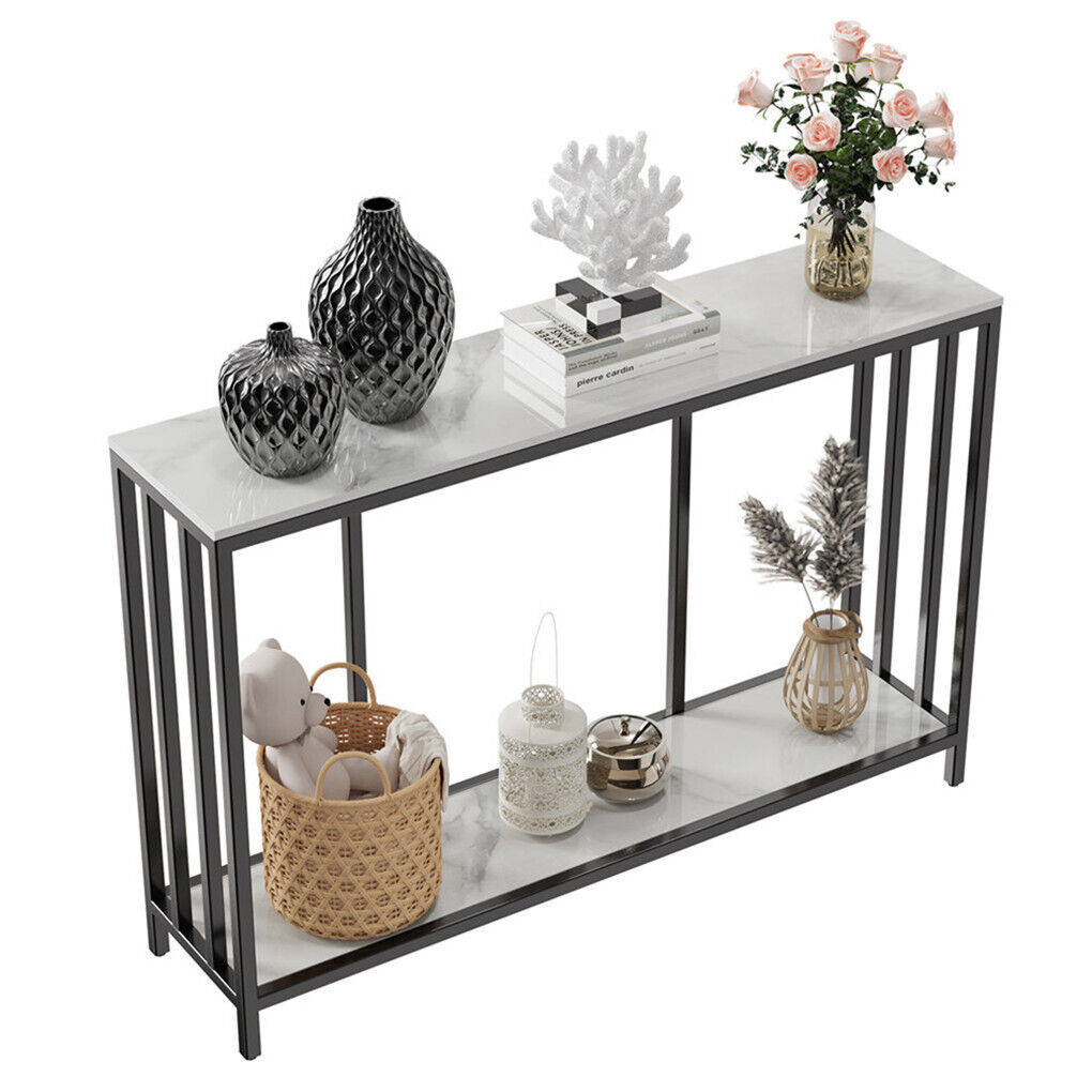 Slate Narrow Long Console Table Skinny Table Behind Sofa Open Display Station