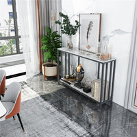 Slate Narrow Long Console Table Skinny Table Behind Sofa Open Display Station