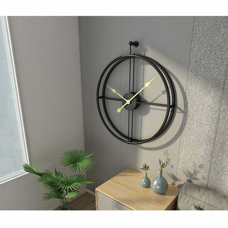 Large metal wall clock art decor Black