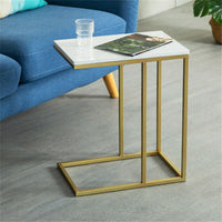 Marble C Shaped Side Table Coffee Table Slide Under Sofa