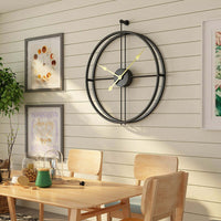 Large metal wall clock art decor Black