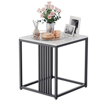 Luxury square side table marble stone-Black frame