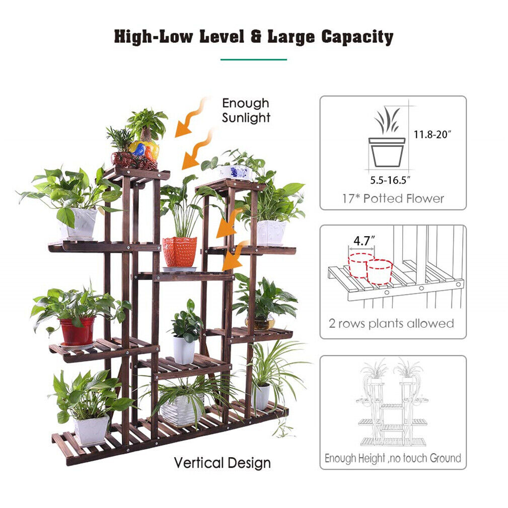 Large Wood Plant Stand Shelf