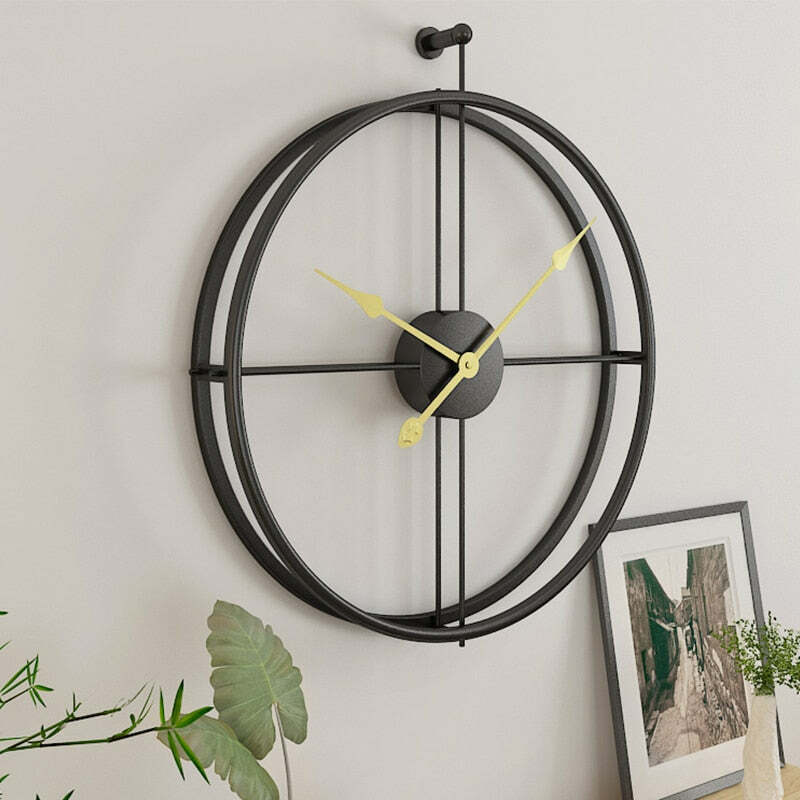 Large metal wall clock art decor Black